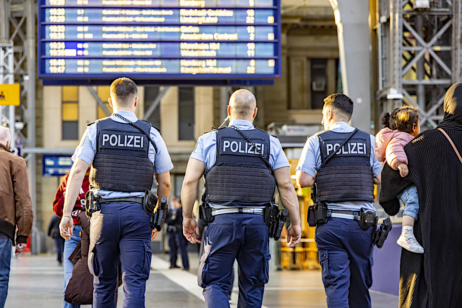 Polizisten pattroulieren am Frankfurter Hauptbahnhof. (Symbolbild)