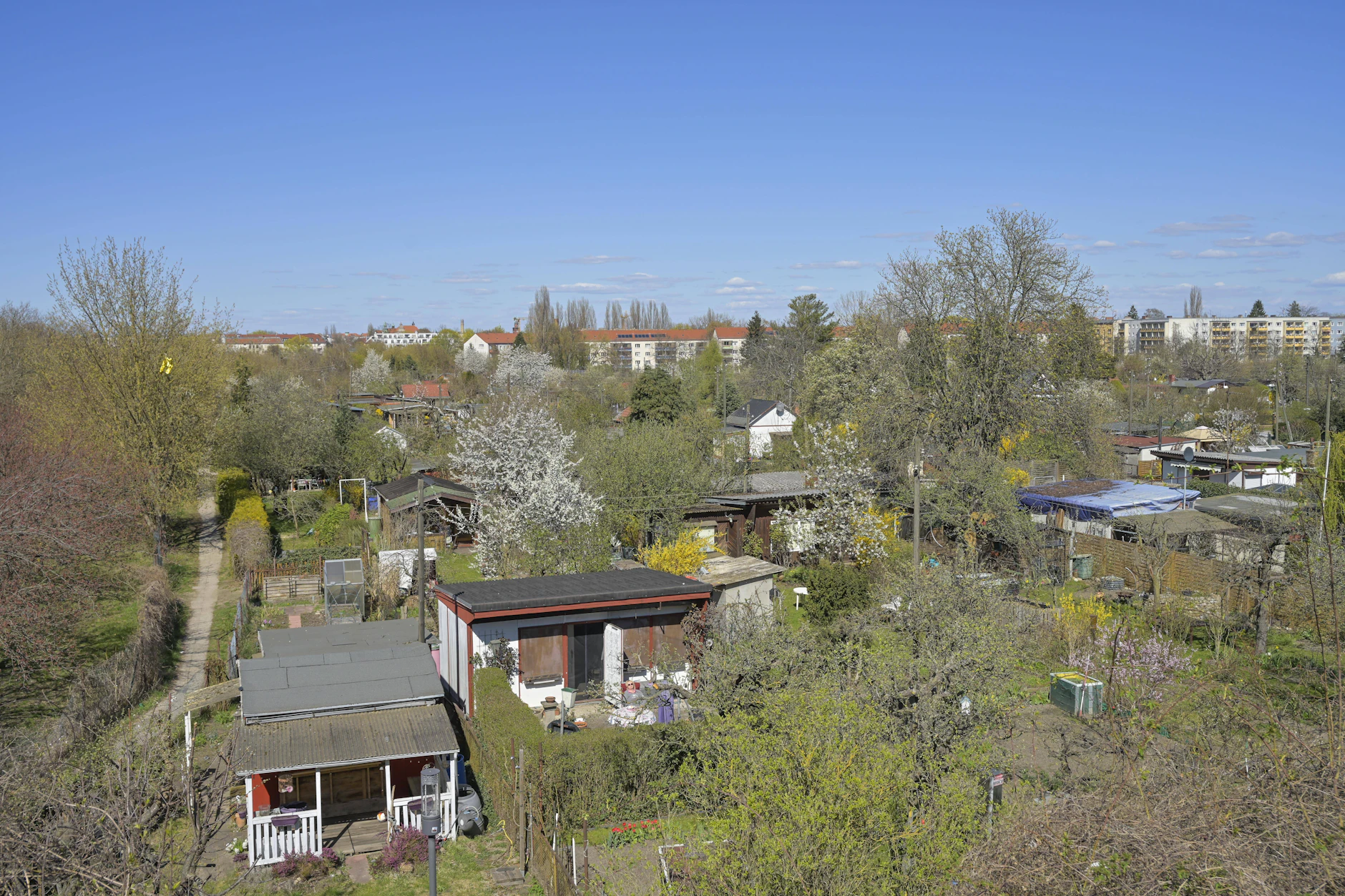 Auch in Berlin gibt es viele Datschen, wie hier in der Kleingartenanlage Bornholm in Prenzlauer Berg.