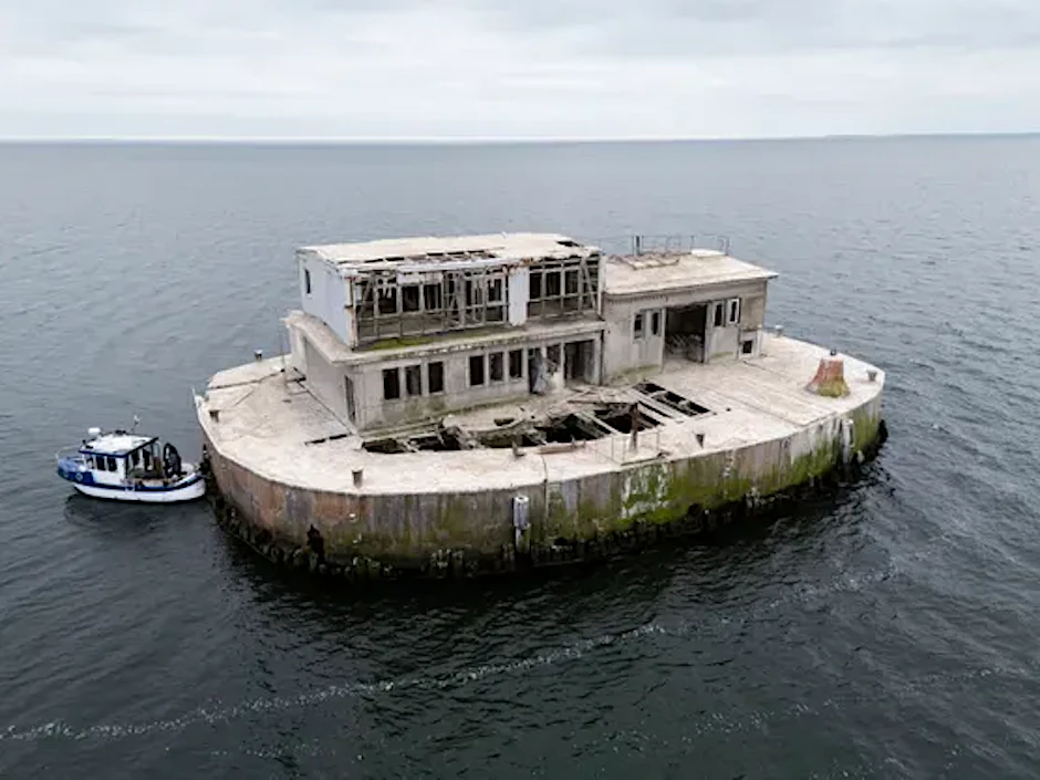 Die ehemalige Entmagnetisierungsanlage der DDR-Marine im Greifswalder Bodden vor Rügen