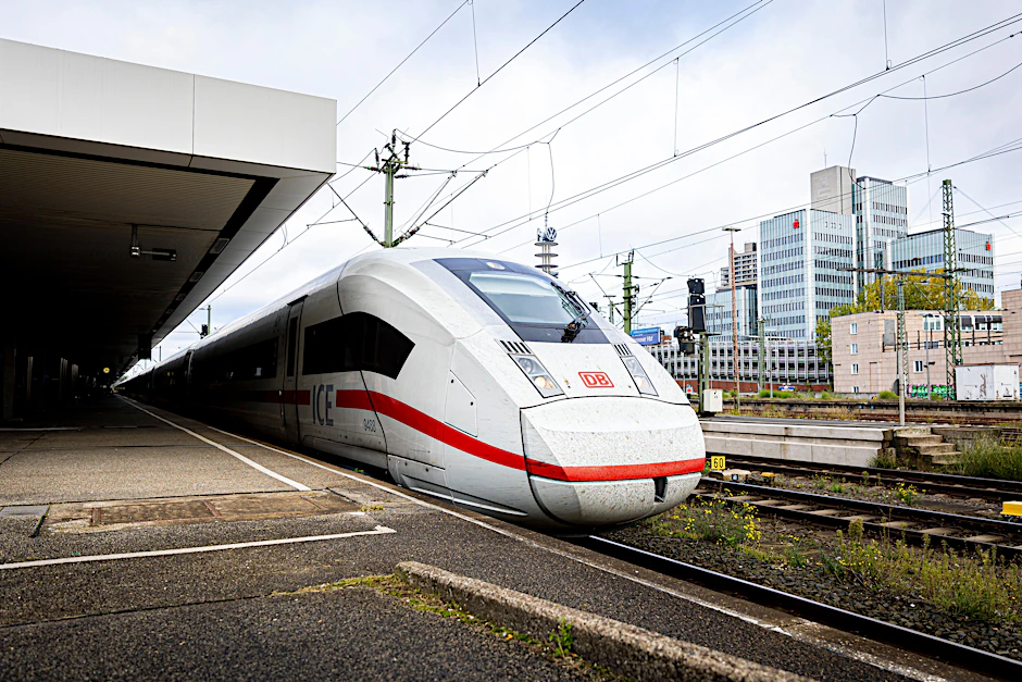 Ein ICE steht im Hauptbahnhof Hannover an einem verwaisten Bahnsteig.
