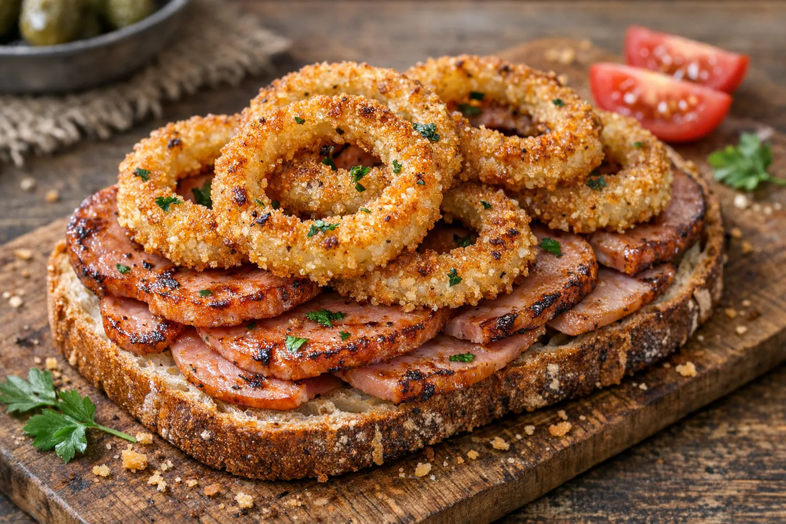 Lecker und pfiffig: Gebackene Zwiebeln auf Wurstbrot hören sich simpel an, sind aber ein richtig delikates Gericht, sdas deftig schmeckt und satt macht.