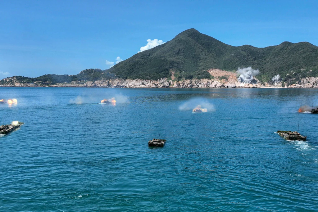 Die chinesische Armee bei einer Militärübung in Fujian, gegenüber von Taiwan