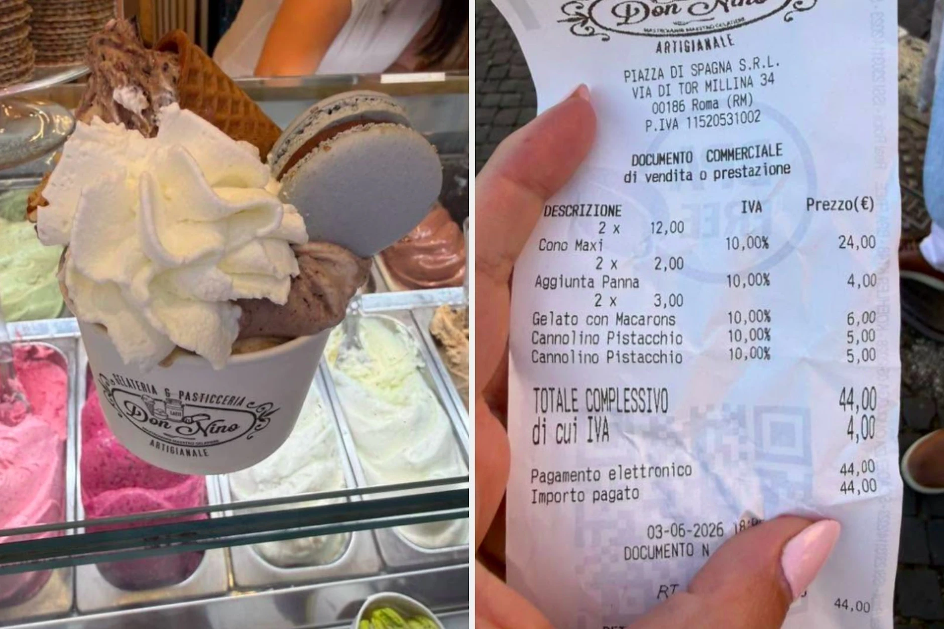Ein Touristenpaar aus den USA zahlt in Rom für zwei Eis 44 Euro.