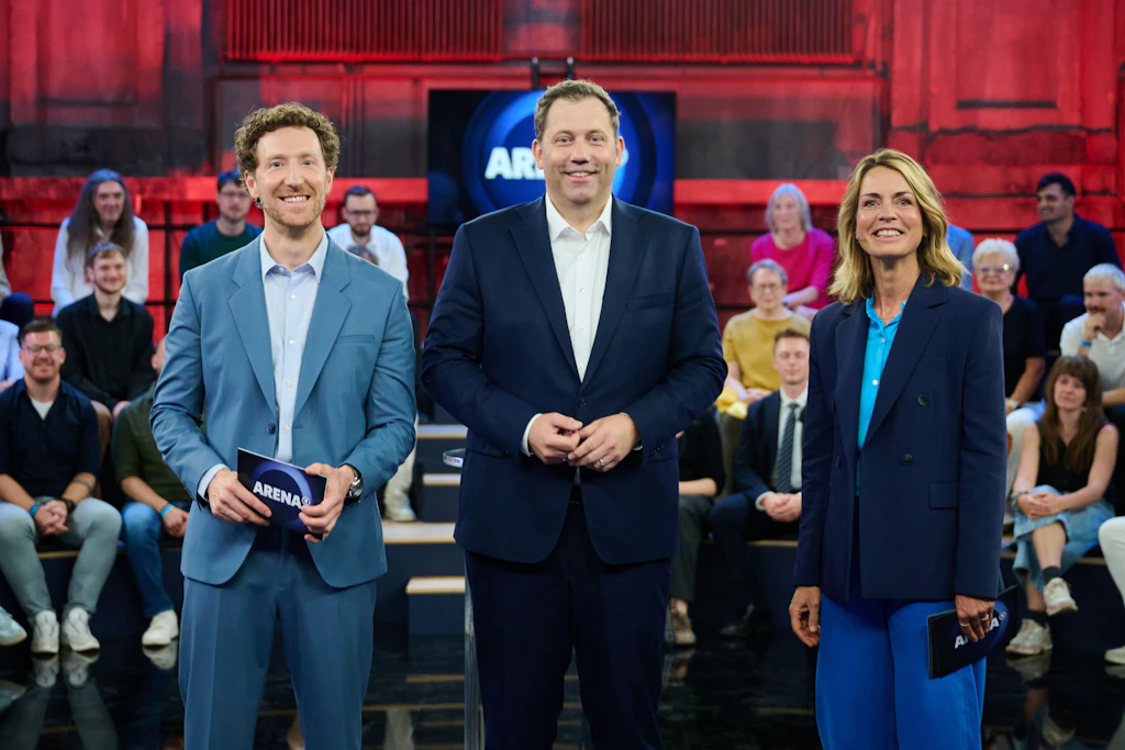 Lars Klingbeil (SPD, M.), Bundesminister der Finanzen, Vizekanzler und SPD-Bundesvorsitzender, in der ARD-„Arena“