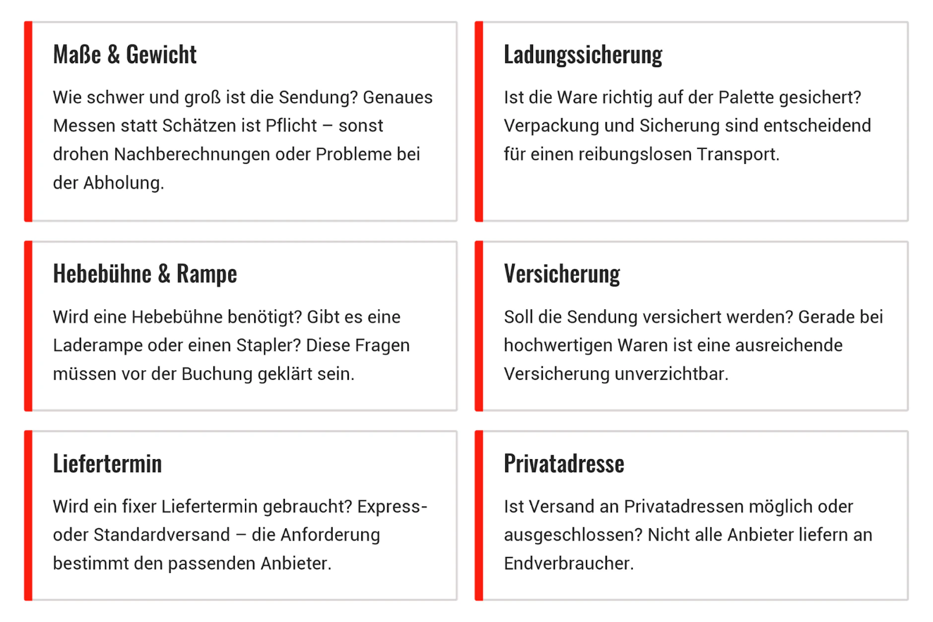 Grundfragen beim Palettenversand