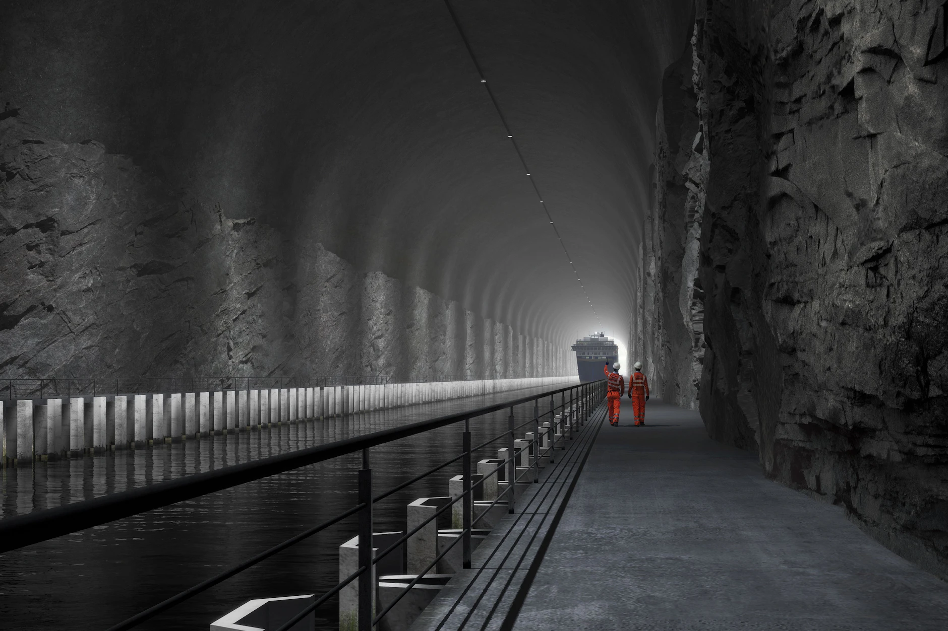 Blick in das Innere des geplanten Stad-Schiffstunnels: 1,7 Kilometer durch den Fels, 50 Meter hoch und 36 Meter breit.