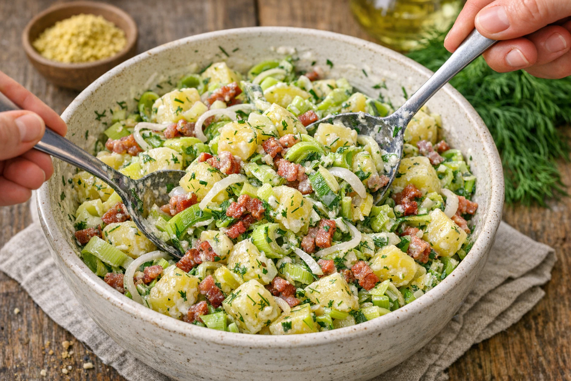 Leckerer Porree-Kartoffel-Salat von Kurt Drummer: Den müssen Sie zum nächsten Grillabend unbedingt mal ausprobieren!