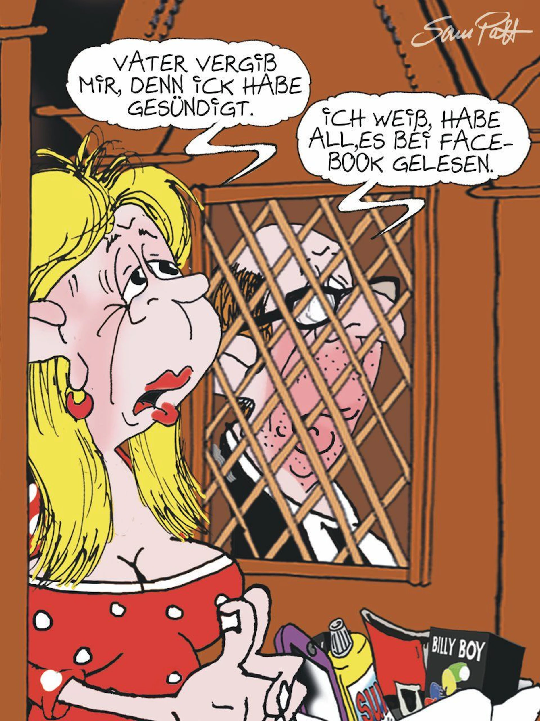 Der Cartoon des Tages kommt jeden Tag von unserem Zeichner Sam Paff aus Berlin. Sein besonderer Humor hat einen festen Platz in der Rubrik Witz des Tages.