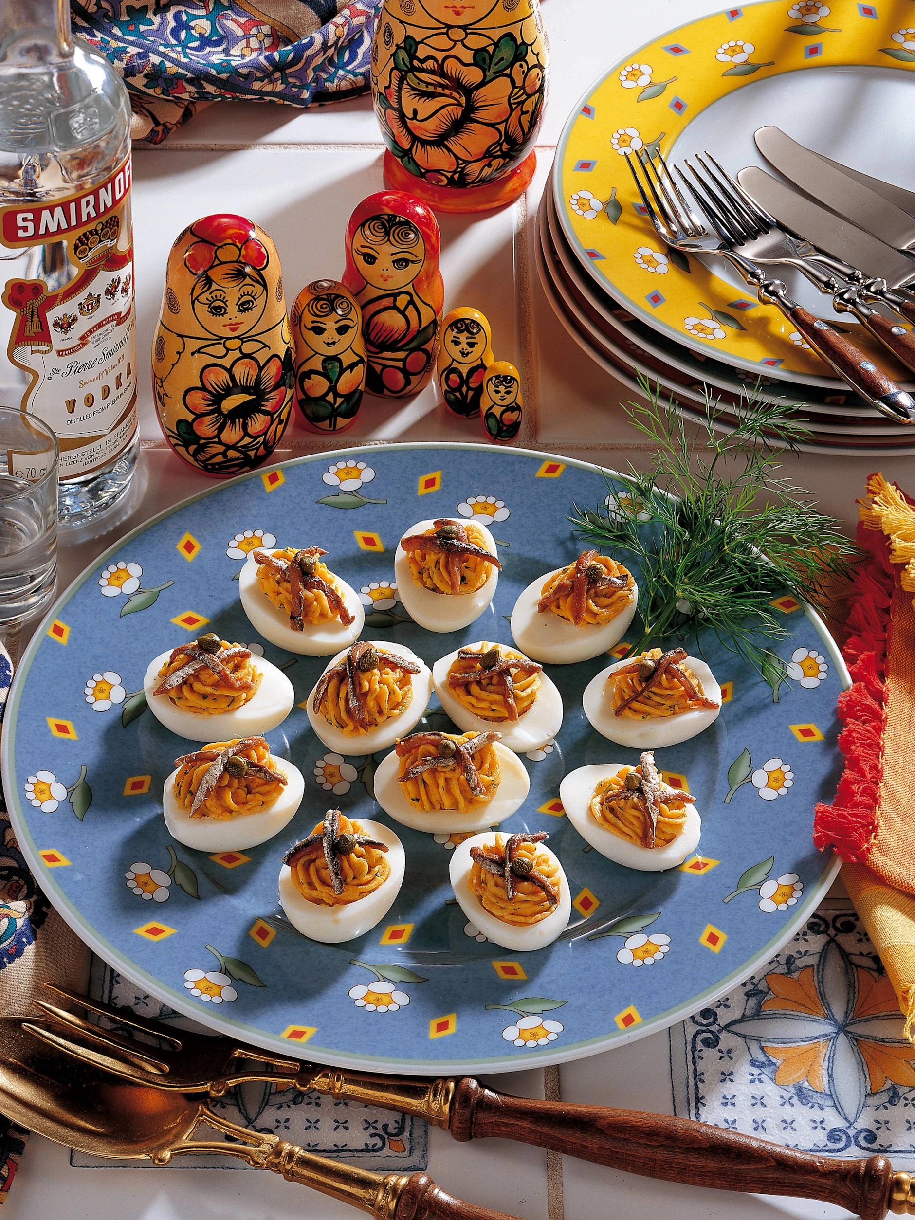 So sah es früher auf dem Party-Buffet aus: Ein richtig toller Teller mit Russischen Eiern.