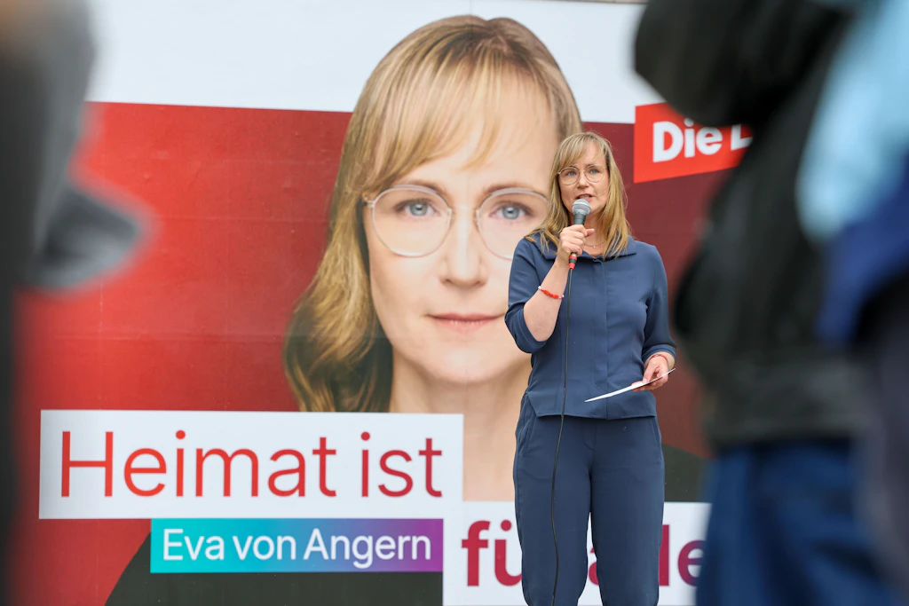 Linke-Spitzenkandidatin Eva von Angern stellt die Wahlkampagne zur Landtagswahl 2026 vor: „Heimat ist für alle da“.