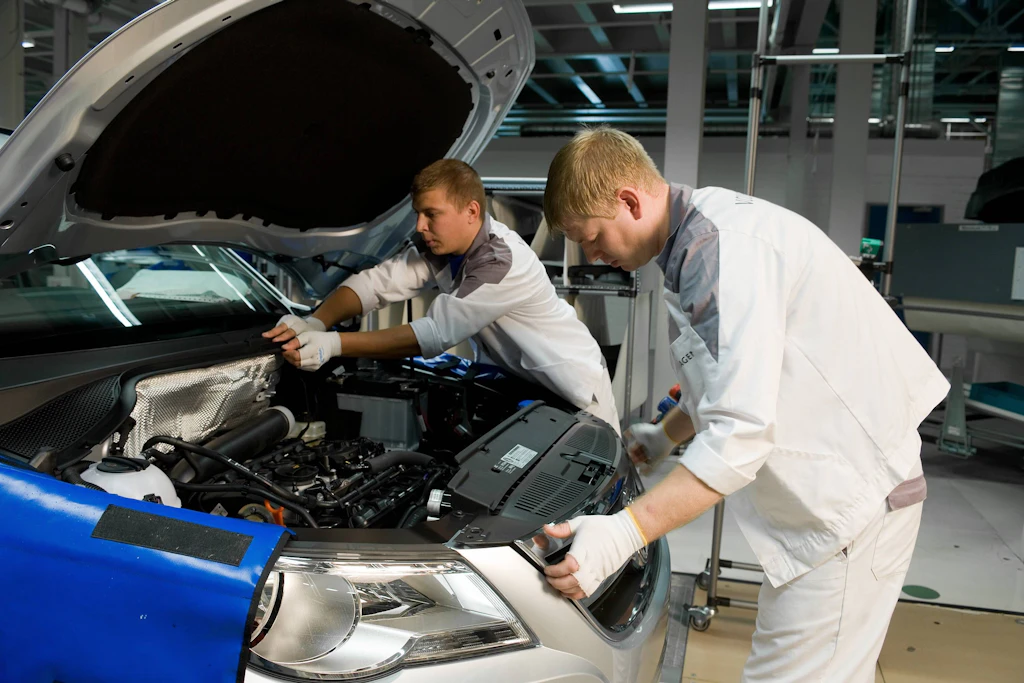 Der Volkswagen Tiguan wird 2010 im Volkswagen-Werk in Kaluga montiert. Symbolbild.