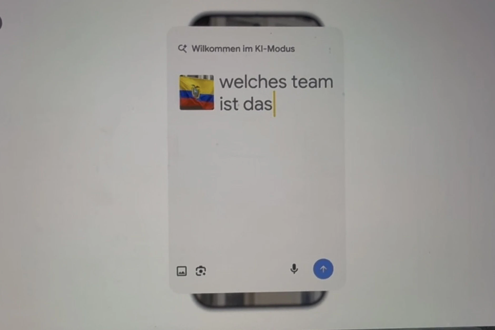 Eine Frau fügt bei Google ein Bild der Ecuador-Flagge ein und fragt, welches Team das ist.