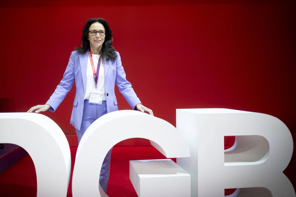 Yasmin Fahimi, Vorsitzende des Gewerkschaftsbundes (DGB), auf dem 23. Ordentlichen Bundeskongress
