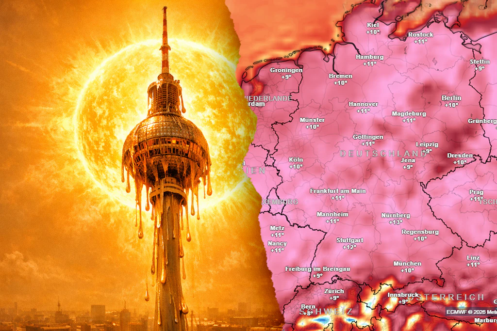 Es wird heiß, heiß, heiß! Die Karte zeigt die Temperaturabweichungen am kommenden Samstag: Rot bedeutet: Es wird in ganz Deutschland heißer als normalerweise um diese Zeit.