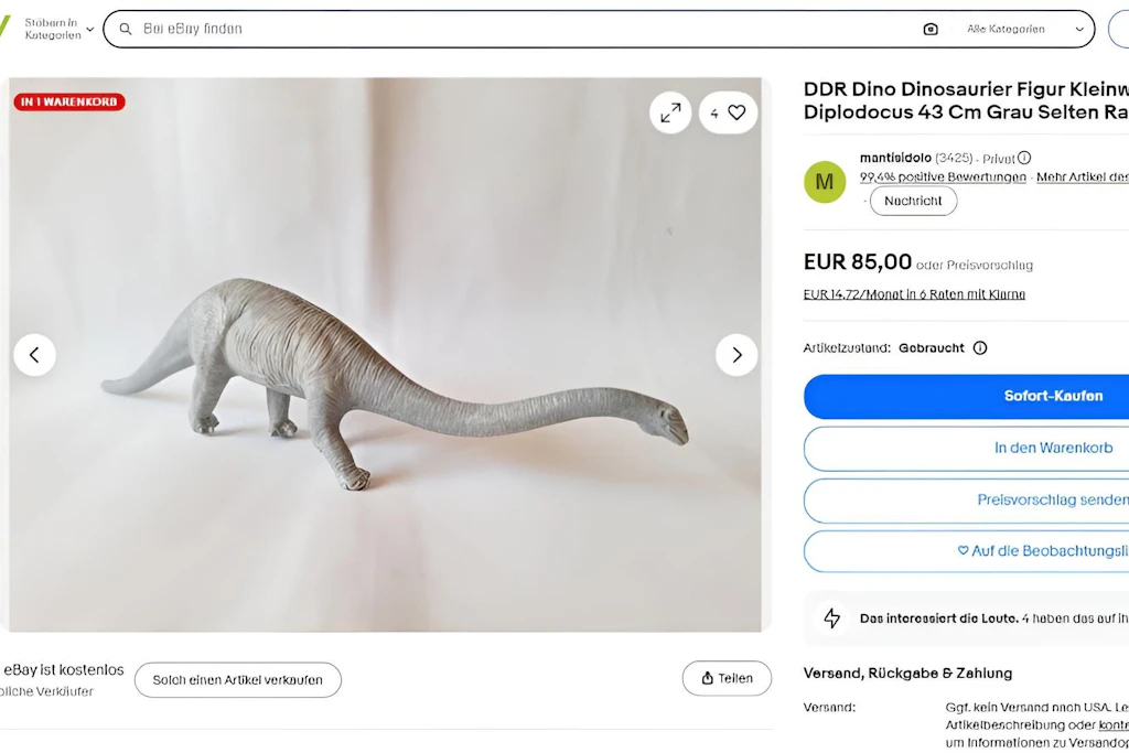 Ein Dinosaurier-Sammler verlangt auf Ebay 85 Euro für das Exemplar. Das ist auf der Plattform kein Einzelfall.