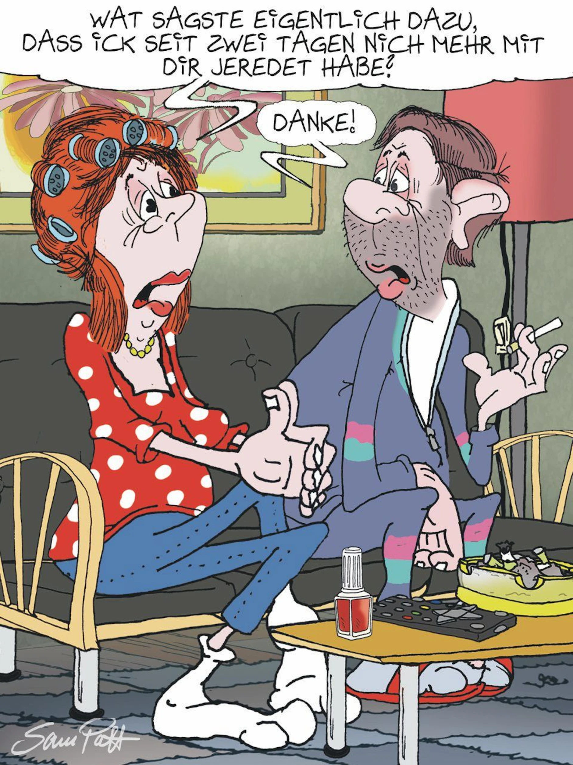 Der Cartoon des Tages kommt jeden Tag von unserem Zeichner Sam Paff. Er bringt mit spitzer Feder den ganz besonderen Berliner Witz und Charme zu Papier.