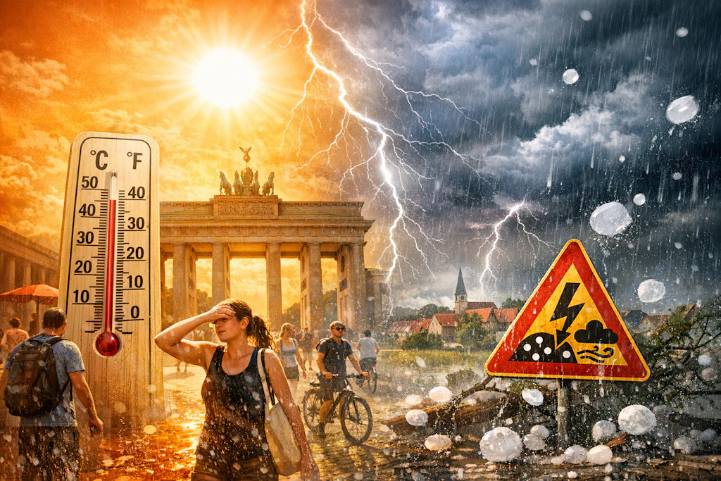 Zur Gluthitze wie im Backofen kommen jetzt auch heftige Gewitter hinzu.