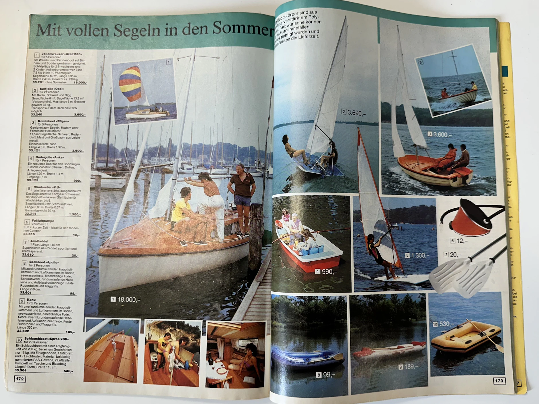 18.000 D-Mark kostete das teuerste Segelboot im Genex-Katalog – ein Jollenkreuzer Greif 650.