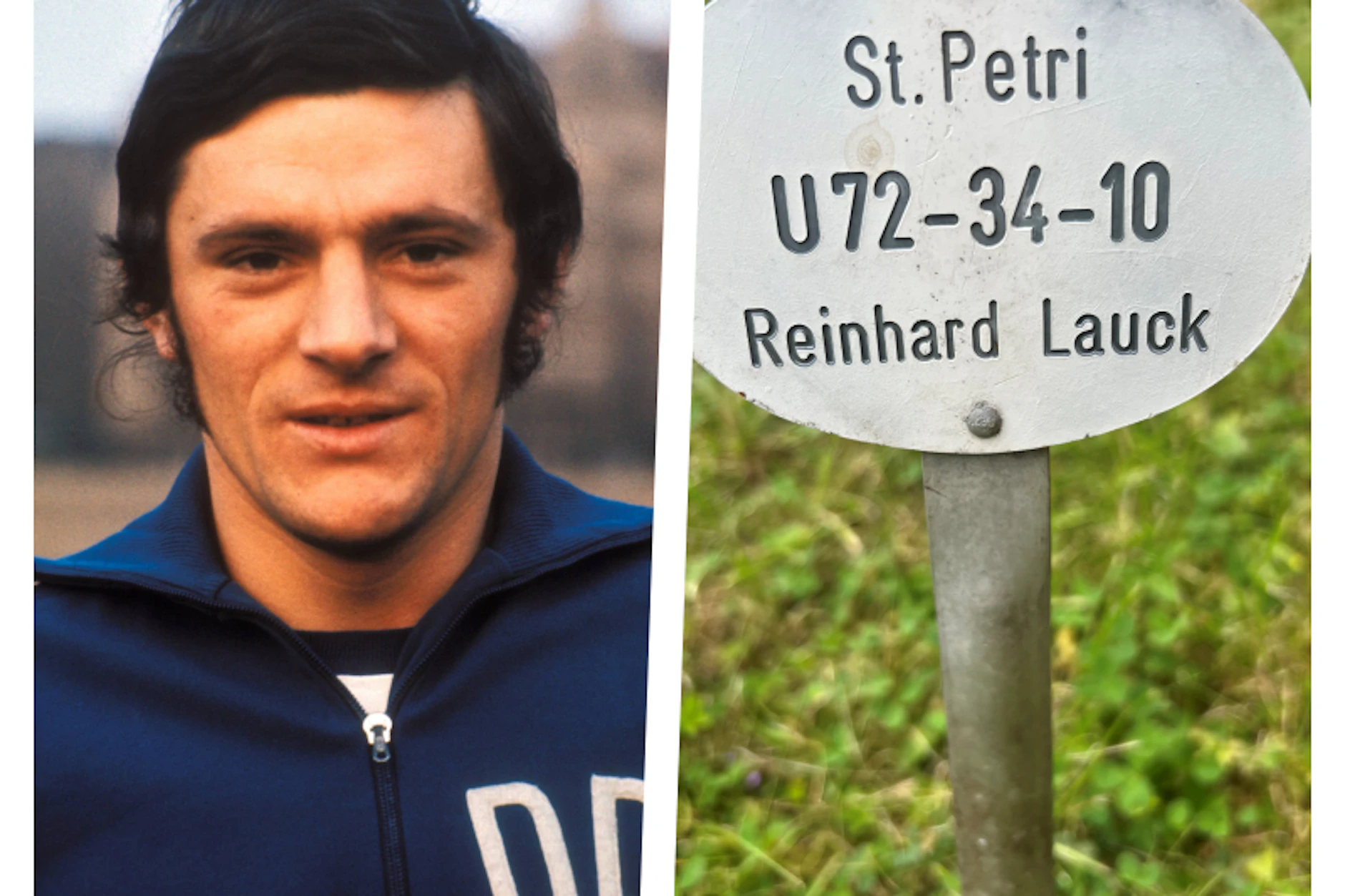 Reinhard Lauck war an den beiden Höhepunkten der DDR-Nationalmannschaft beteiligt, von ihm ist in Berlin nur noch dieses Grabschild übrig.
