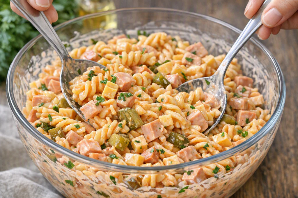 Nudelsalat mit Zaubersoße ist der beste Nudelsalat, den Sie im Sommer zubereiten können. Er schmeckt einfach genial und ist in Nullkommanichts fertig!