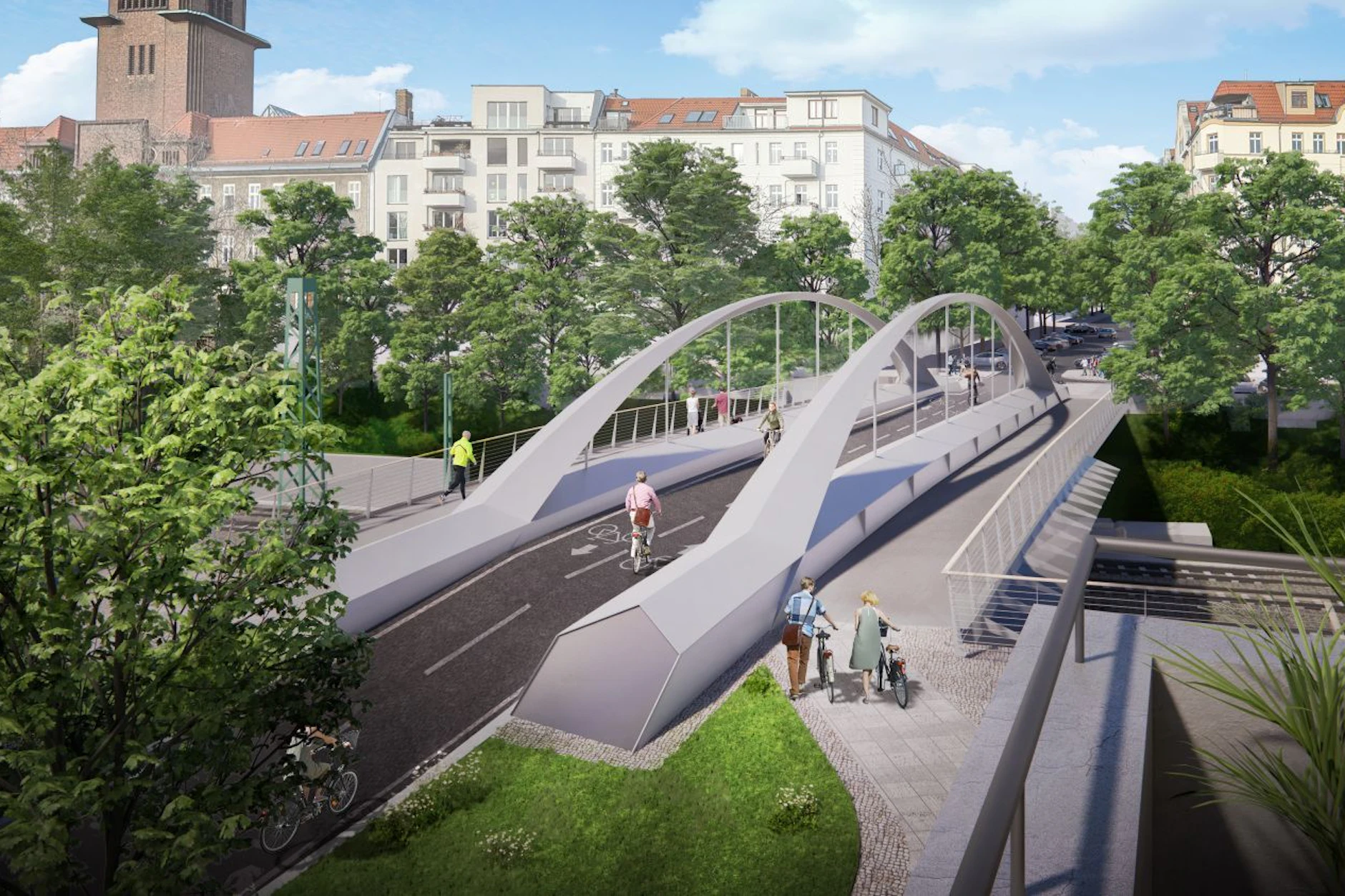 Der Entwurf für die neue Schönfließer Brücke sieht getrennte Bahnen für Radfahrer und Fußgänger vor.