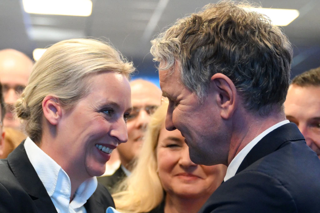 Alice Weidel, Bundesvorsitzende und Kanzlerkandidatin der AfD, und Björn Höcke, Vorsitzender der AfD-Fraktion in Thüringen