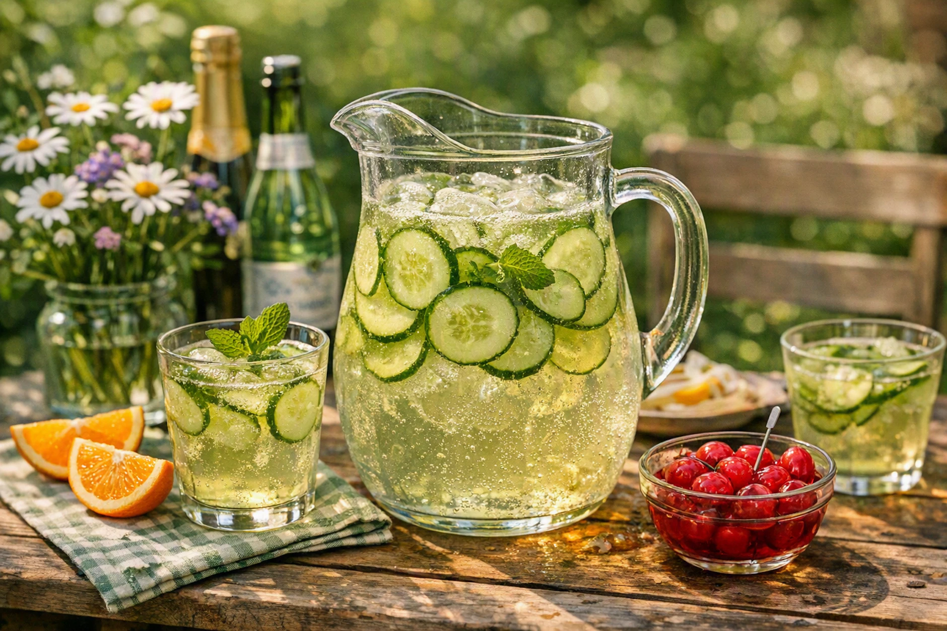 Auch Gurkenbowle ist die perfekte Erfrischung bei Hitze. Dieser Drink zeigt, dass Gurken nicht nur in den Salat gehören!