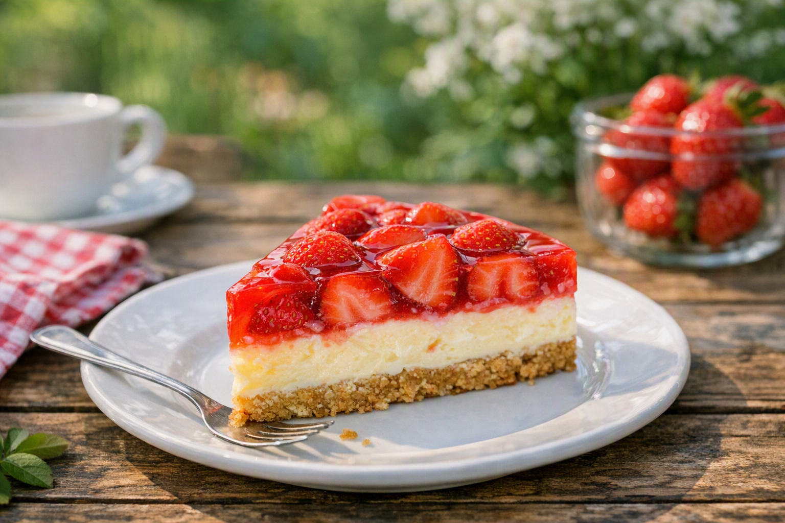 Erdbeerkuchen ohne Backen: Herrlich frisch mit Pudding und Früchten