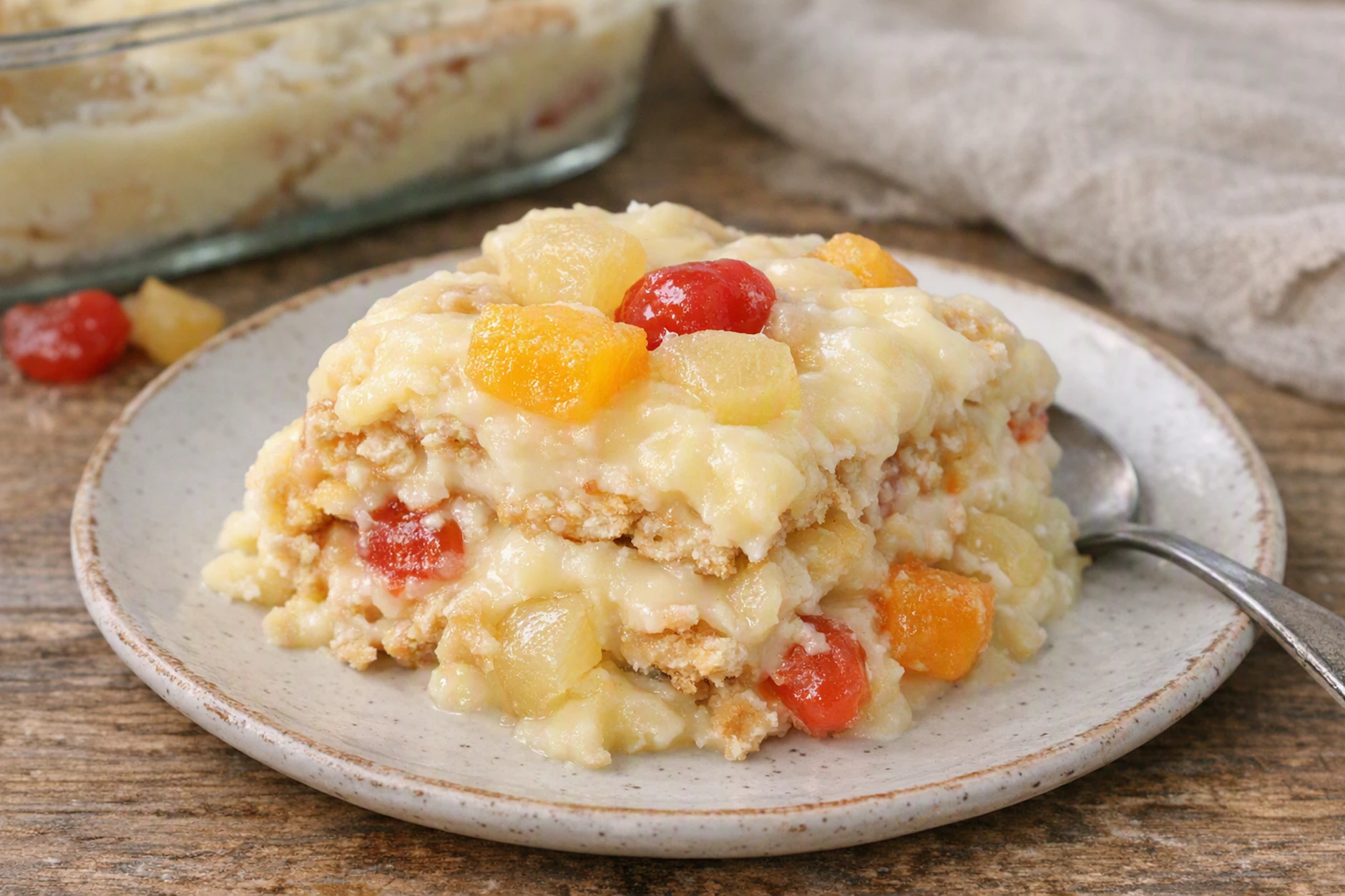 Tutti Frutti ist das Tiramisu der DDR. Wenn die Butterkekse zwischen Pudding und Früchten richtig schön durchgeweicht sind, ist der Nachtisch genau richtig.