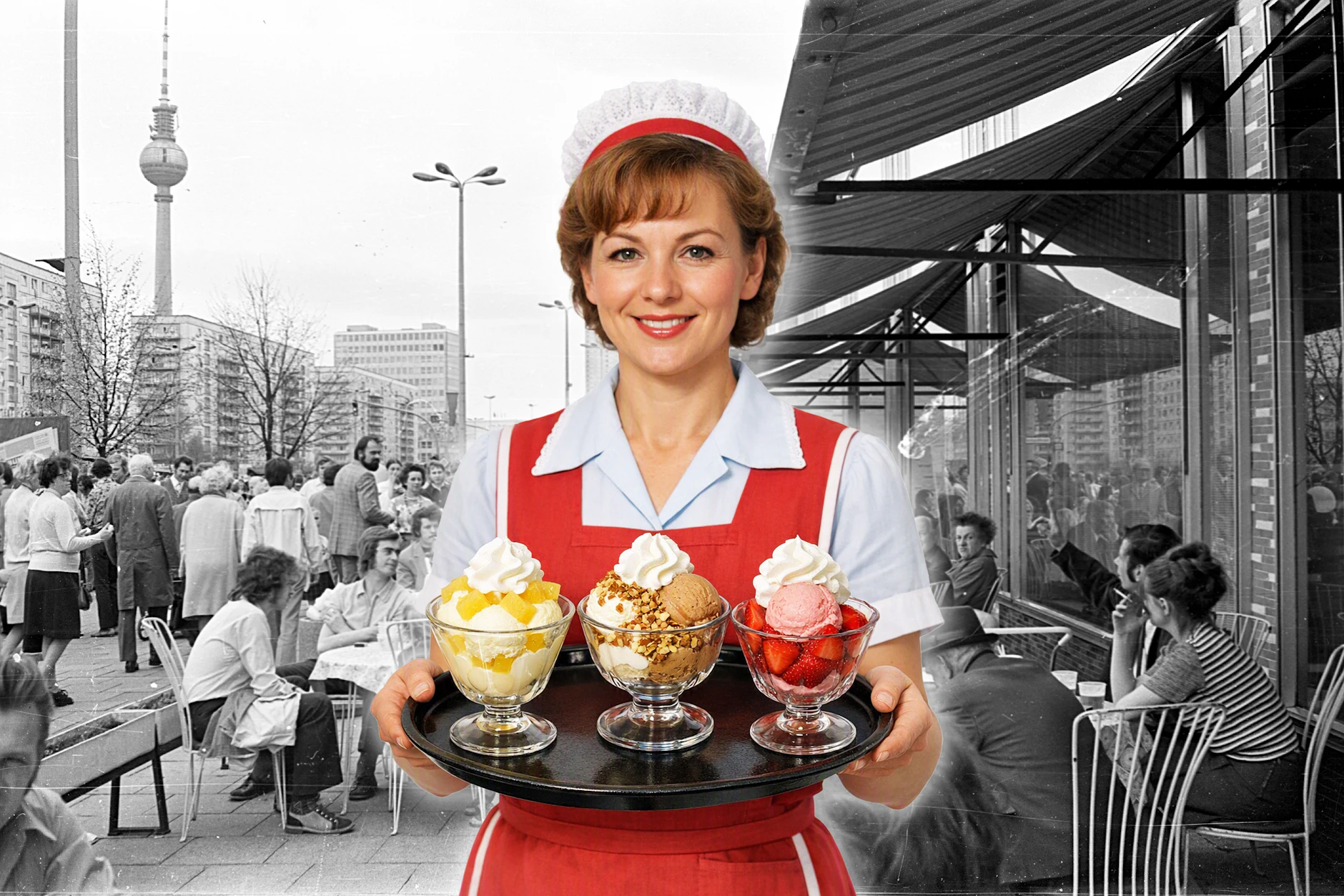Auch leckere Eisbecher gab es in der Mokka-Milch-Eisbar. Wie die gemacht wurden und welche Zutaten hineinkamen, verrät ein geheimer Leitfaden des DDR-Ministeriums für Handel und Versorgung.