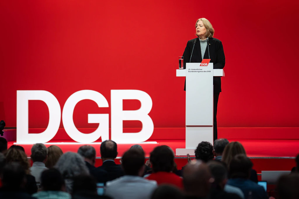 Bundesarbeitsministerin Bärbel Bas SPD hielt ebenfalls auf dem Bundeskongress des DGB in Berlin eine Rede.