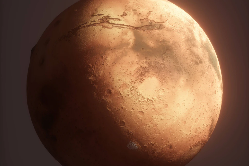 Der Mars zeigt sich nach außen rot und still. Unter der Oberfläche aber könnte ein riesiges Magmasystem liegen. (Illustration)