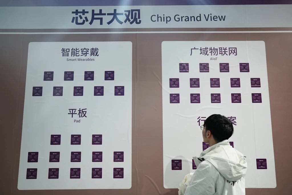 In China entwickelte Halbleiter auf einer Technologiemesse in Shanghai. Ein neues Gesetz soll den Abfluss sensibler Schlüsseltechnologien ins Ausland verhindern.