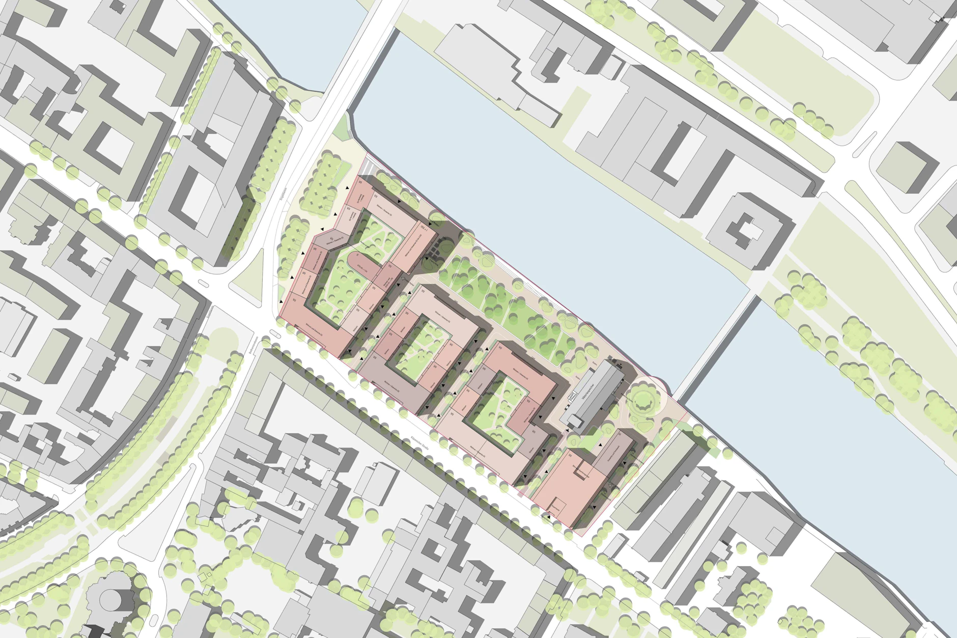 Das Gelände befindet sich ungefähr auf der anderen Seite des Ostbahnhofs, an der Grenze zwischen Friedrichshain-Kreuzberg und Mitte.