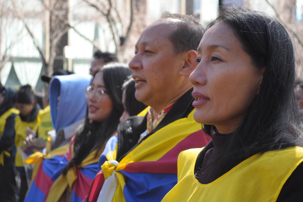 Pro-Tibet-Demo in New York zum 65. Jahrestag des Aufstands 1959.