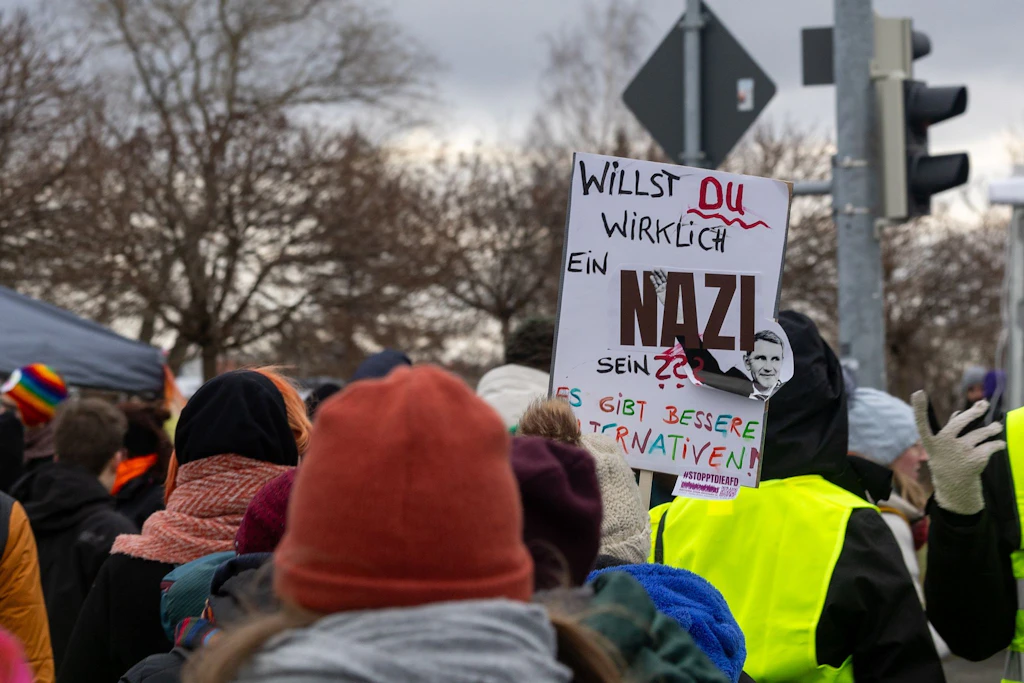 Demonstranten beim Bundesparteitag der AfD