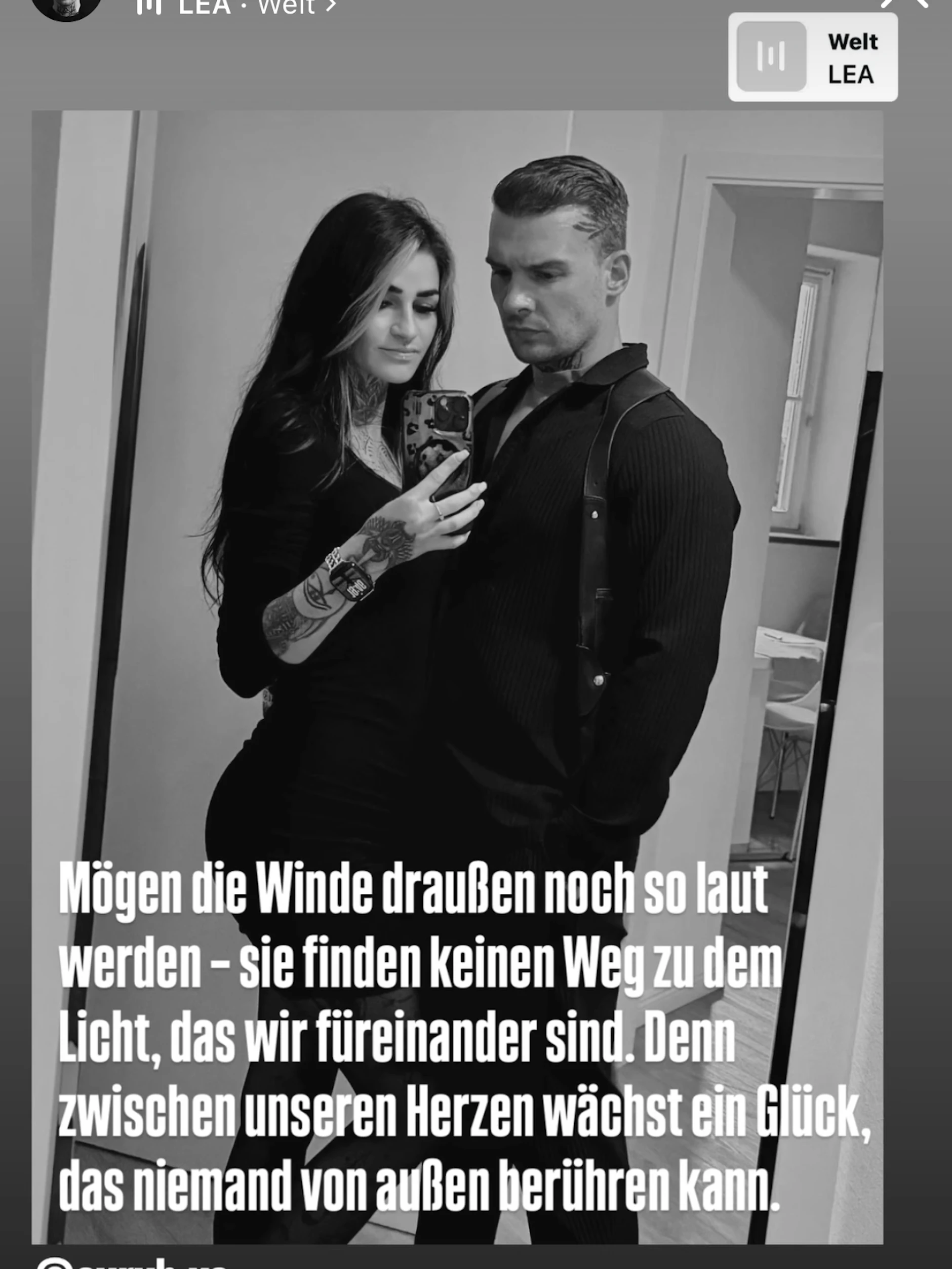In seiner Instagram-Story teilt Eric Stehfest ein Foto mit seiner neuen Freundin Sarah.