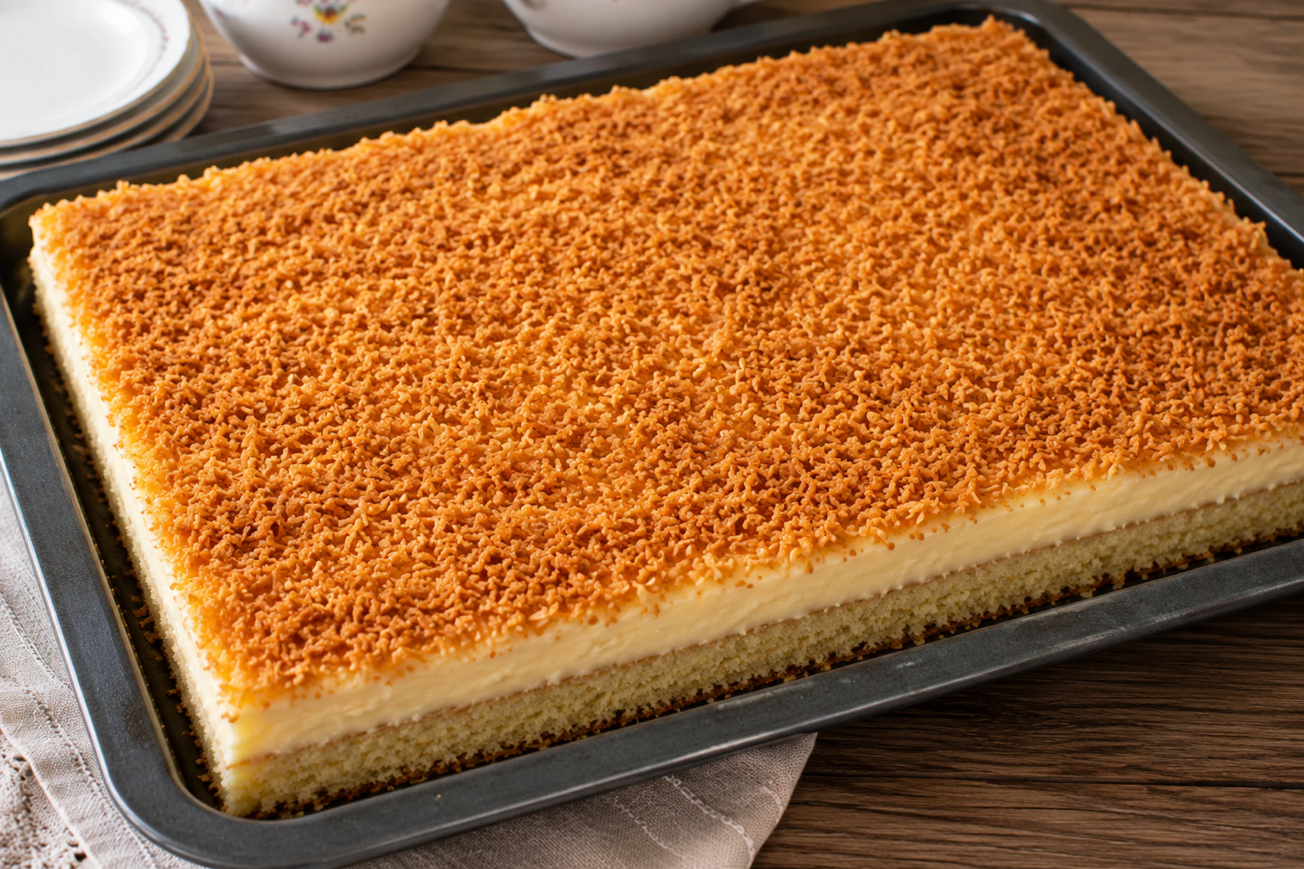 Der Wattekuchen vom Blech lohnt sich für Familien besonders, denn es kommt am Ende ausreichend Kuchen für ein ganzes Wochenende raus!