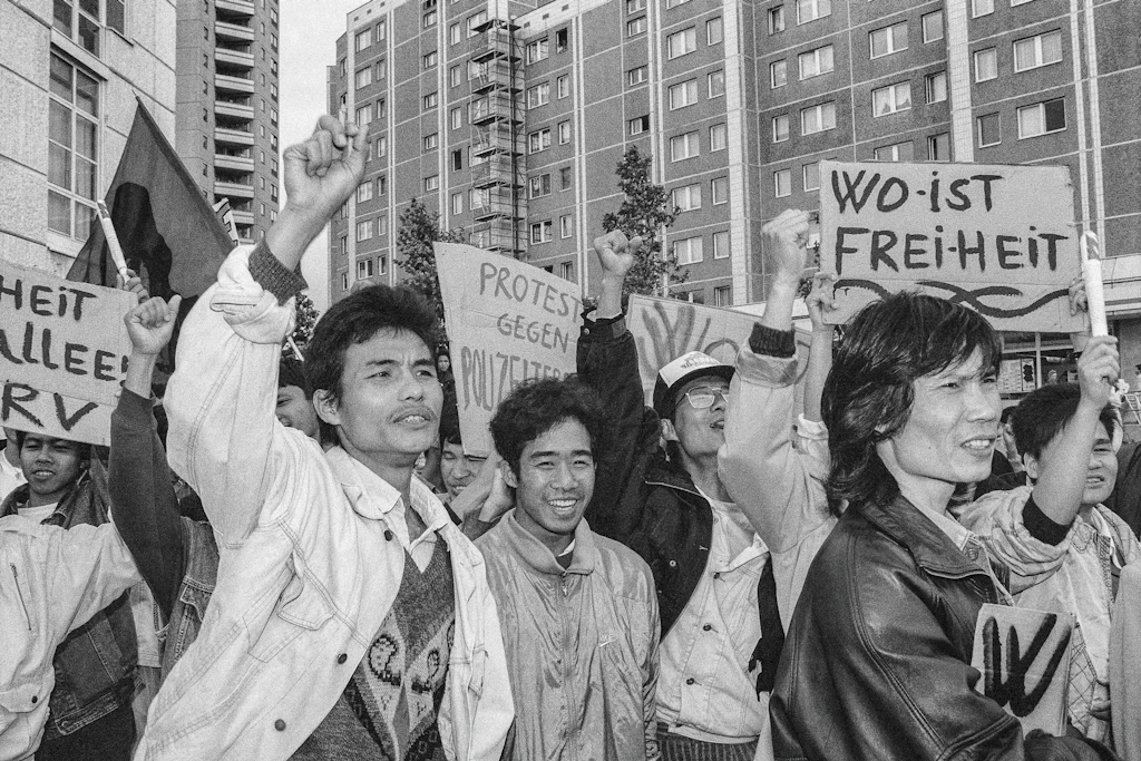 Vietnamesen demonstrierten 1993 auch in Berlin-Marzahn gegen polizeiliche Maßnahmen