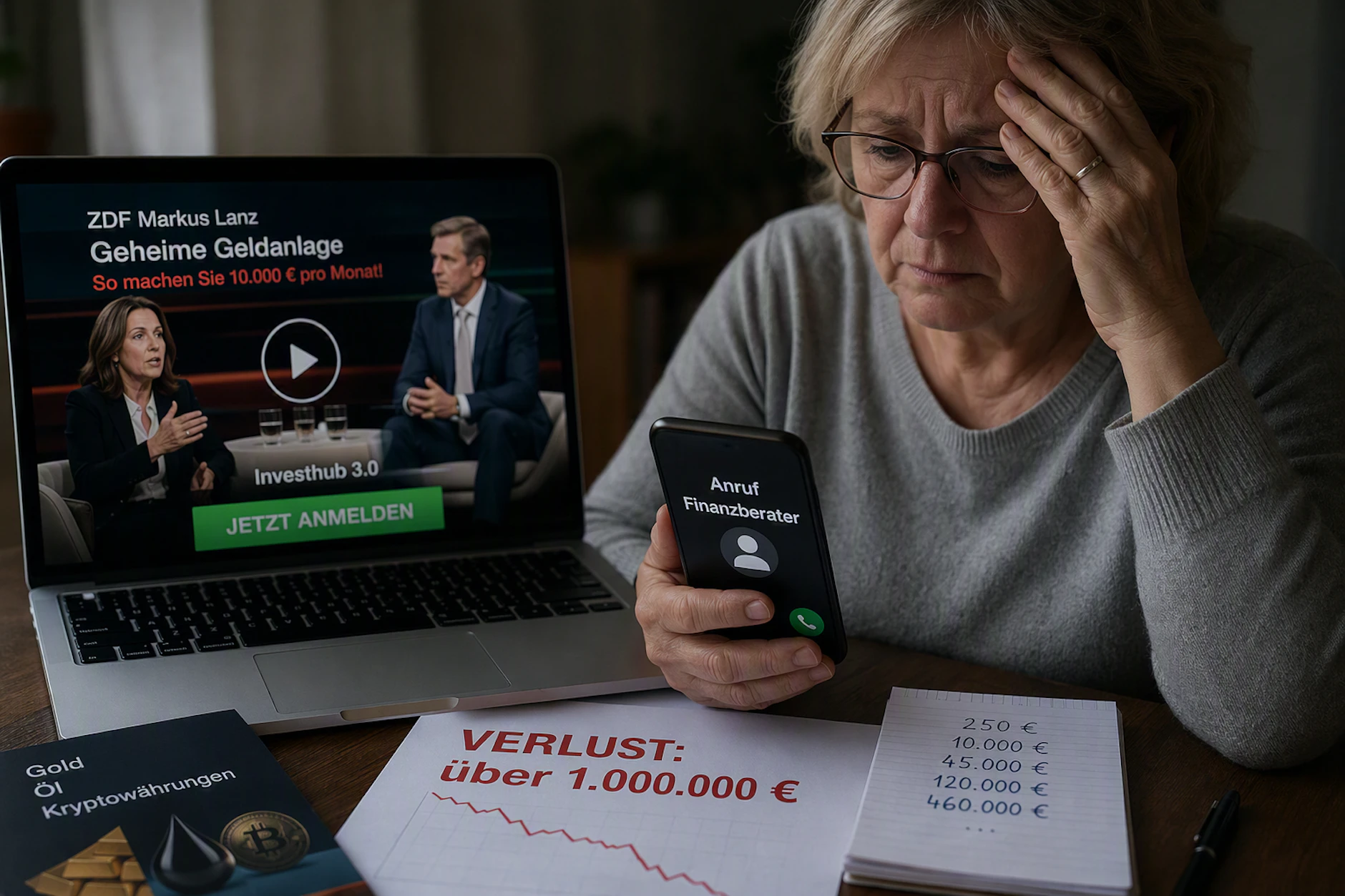 Die Finanzexpertin hörte sich seriös an (l.), war es aber nicht. Eine Frau aus Sachsen ist auf KI-Werbung reingefallen.