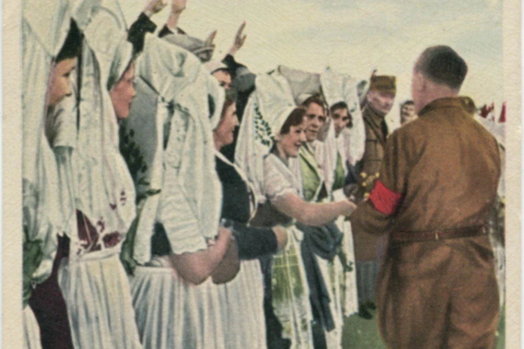 Zigarettenbild: „Spreewälderinnen begrüßen den Führer“