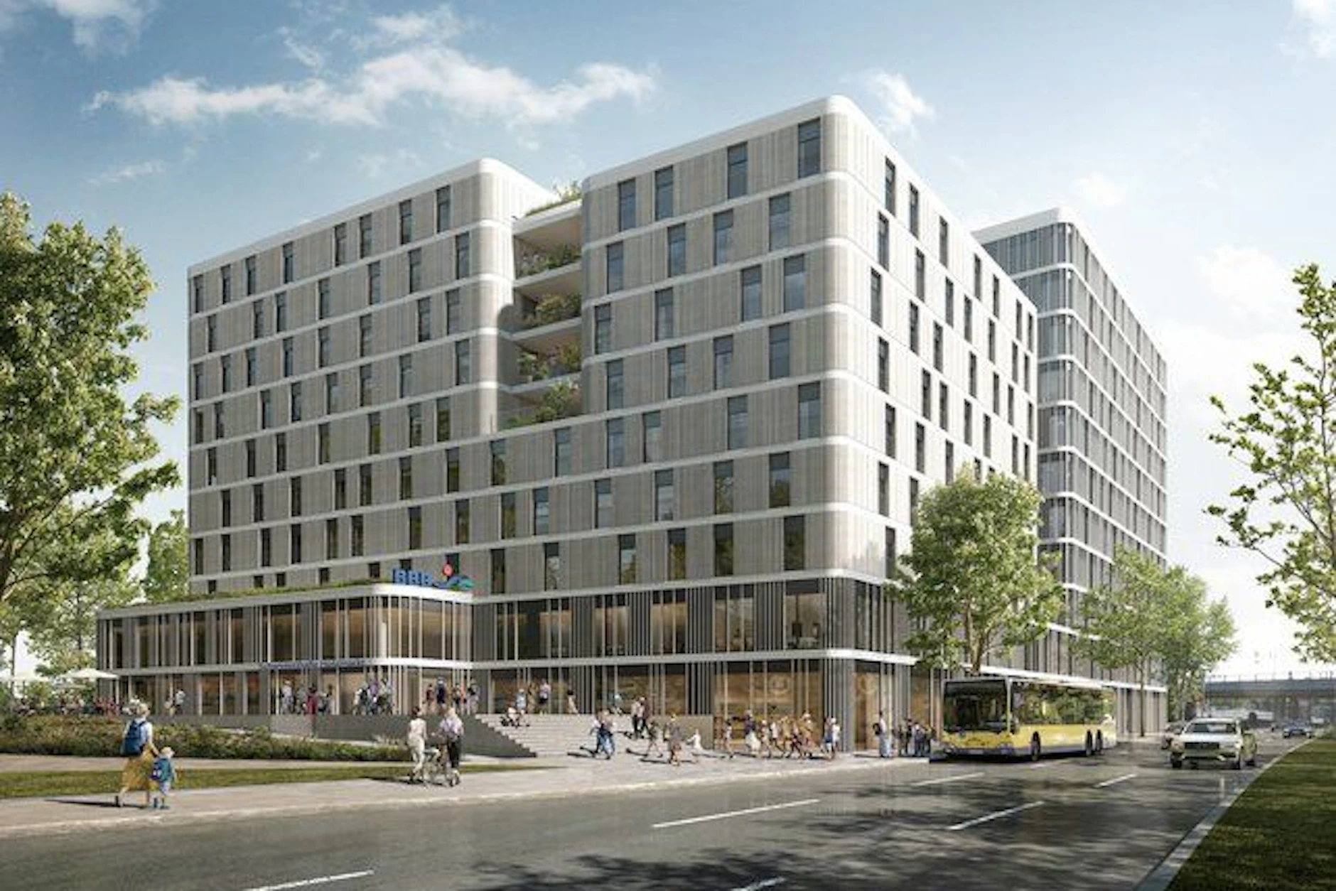 So soll der Neubau an der Holzmarktstraße aussehen: Schwimmhalle und Apartments