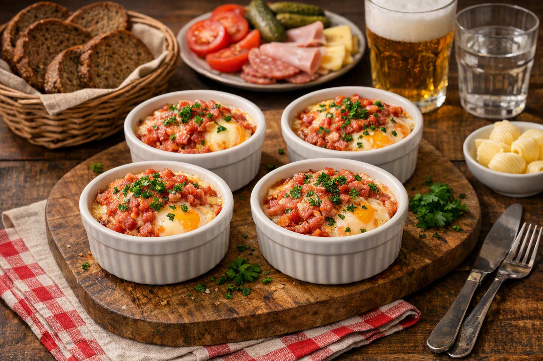 Schinkeneier in den kleinen förmchen sind eine richtig leckere Ergänzung für das Abendbrot.