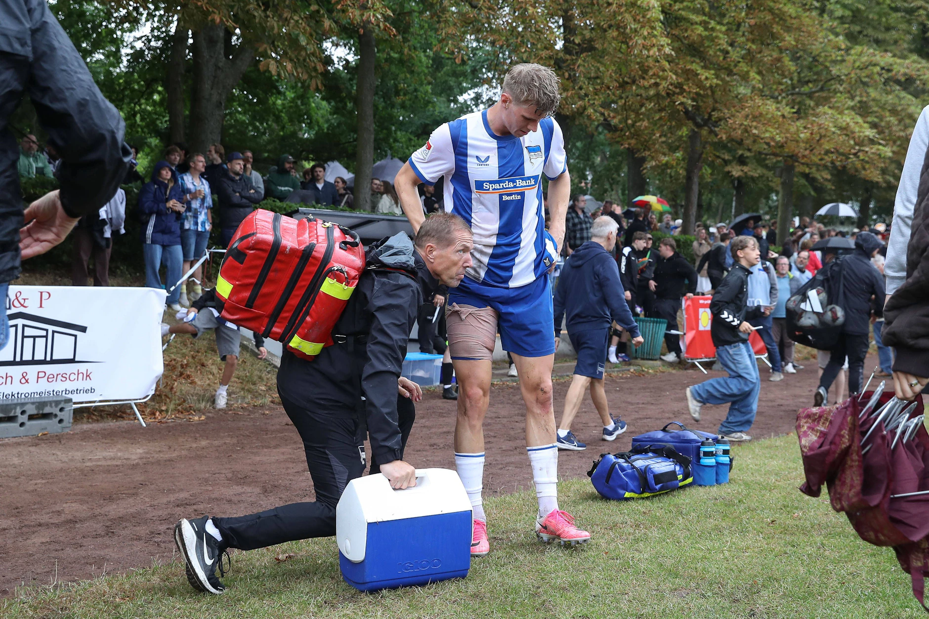 Luca Schuler hatte schon beim 15:0-Test von Hertha BSC in Frohnau Beschwerden mit Adduktoren im rechten Oberschenkel. Jetzt fällt er aus.