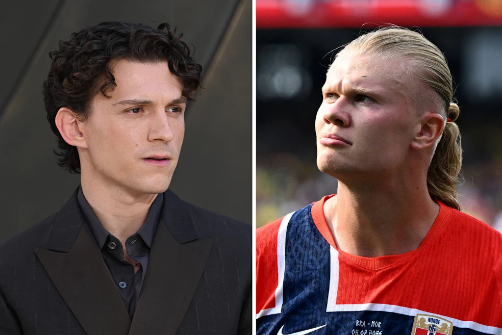 Wer soll das sein? Noch vor kurzem wusste Erling Haaland (r.) nicht, wer der Hollywoodstar Tom Holland ist.