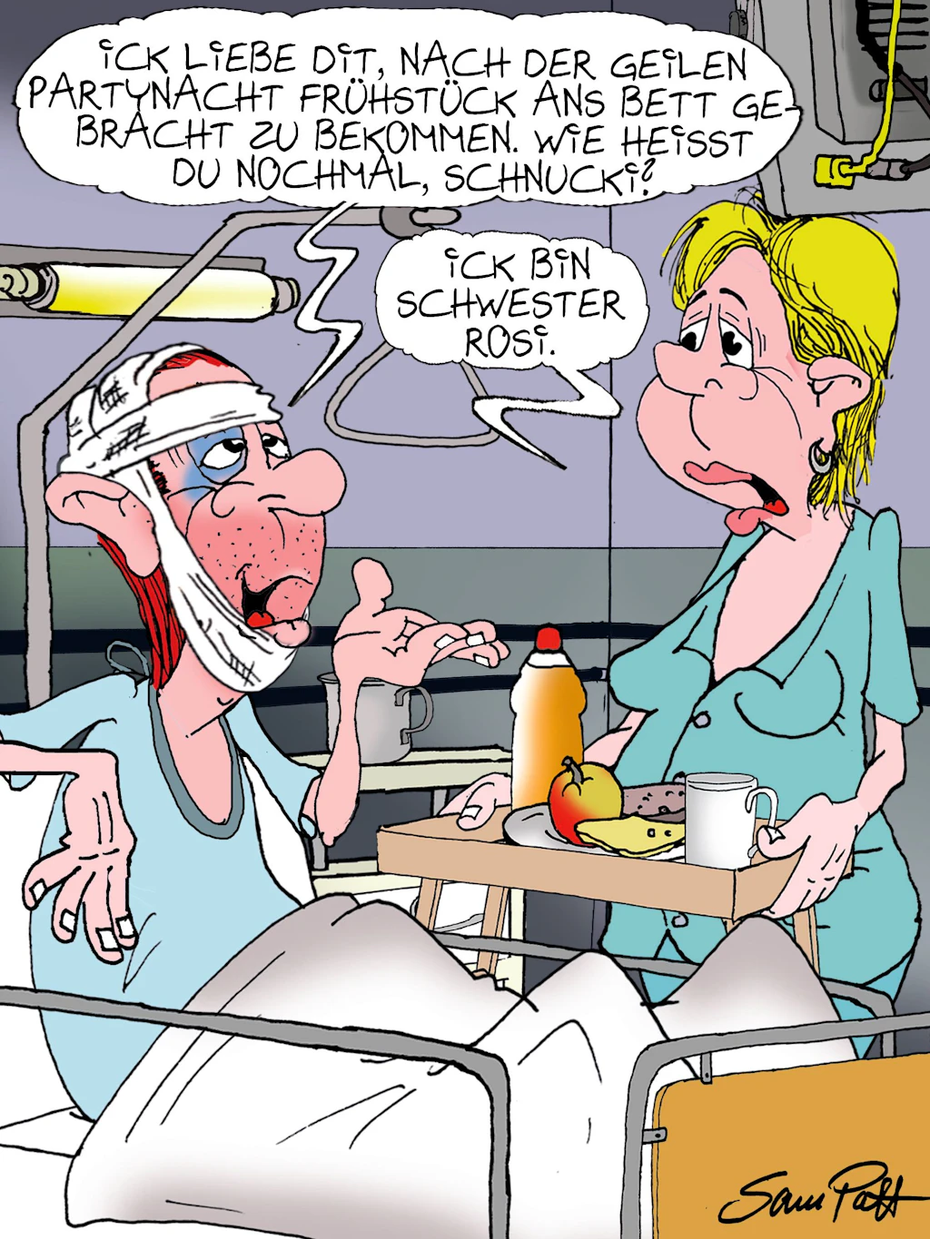 Der Cartoon des Tages kommt jeden Tag von unserem Zeichner Sam Paff aus Berlin. Er bereichert damit unsere Rubrik Witz des Tages.