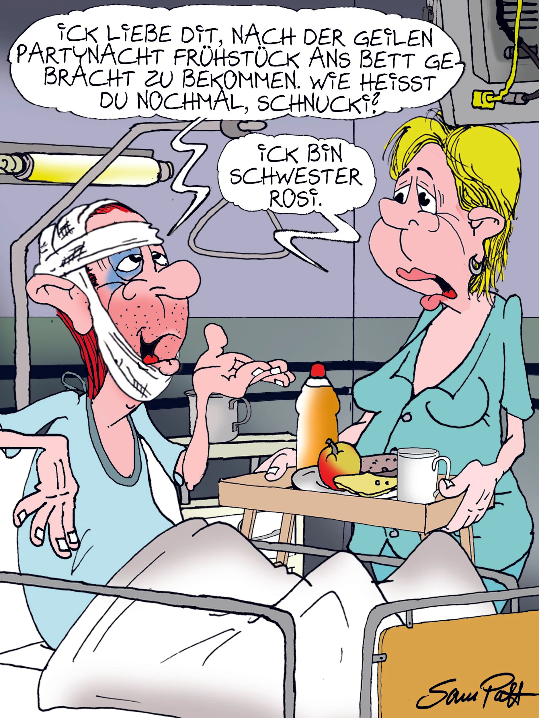 Der Cartoon des Tages kommt jeden Tag von unserem Zeichner Sam Paff aus Berlin. Er bereichert damit unsere Rubrik Witz des Tages.
