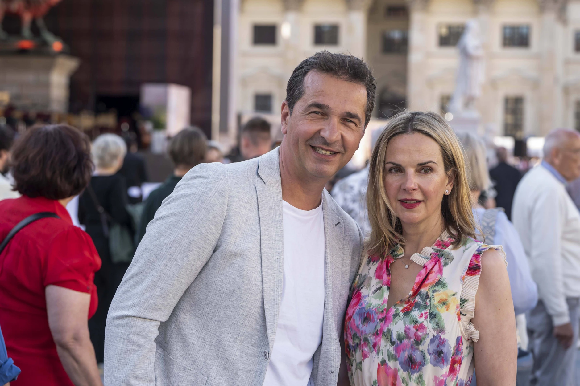Die Schauspieler Andreas Elsholz und Denise Zich Anfang Juli in Berlin.