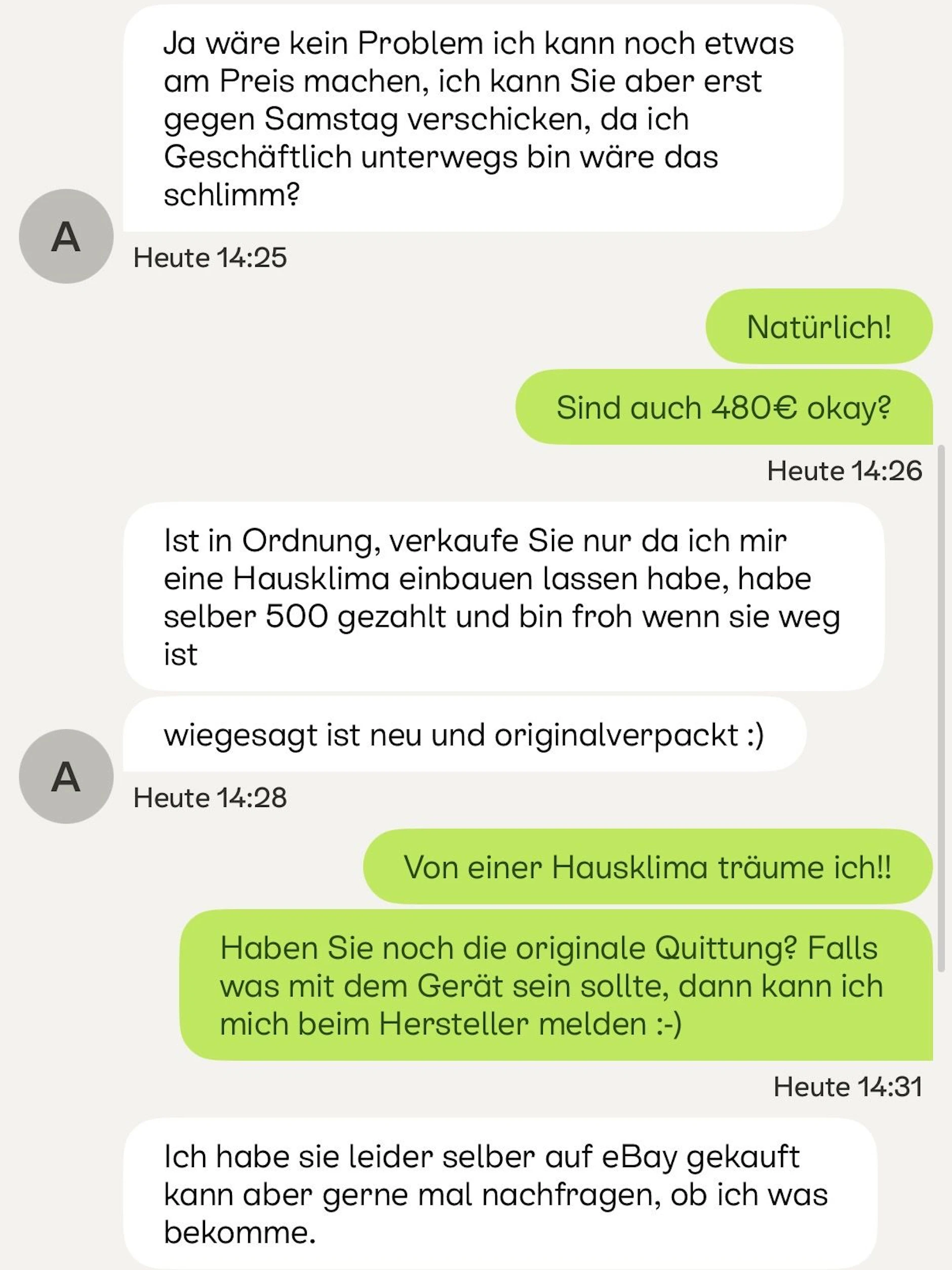 Auch dieser Kleinanzeigen-Anbieter will das Klimagerät für über 500 Euro verkaufen.
