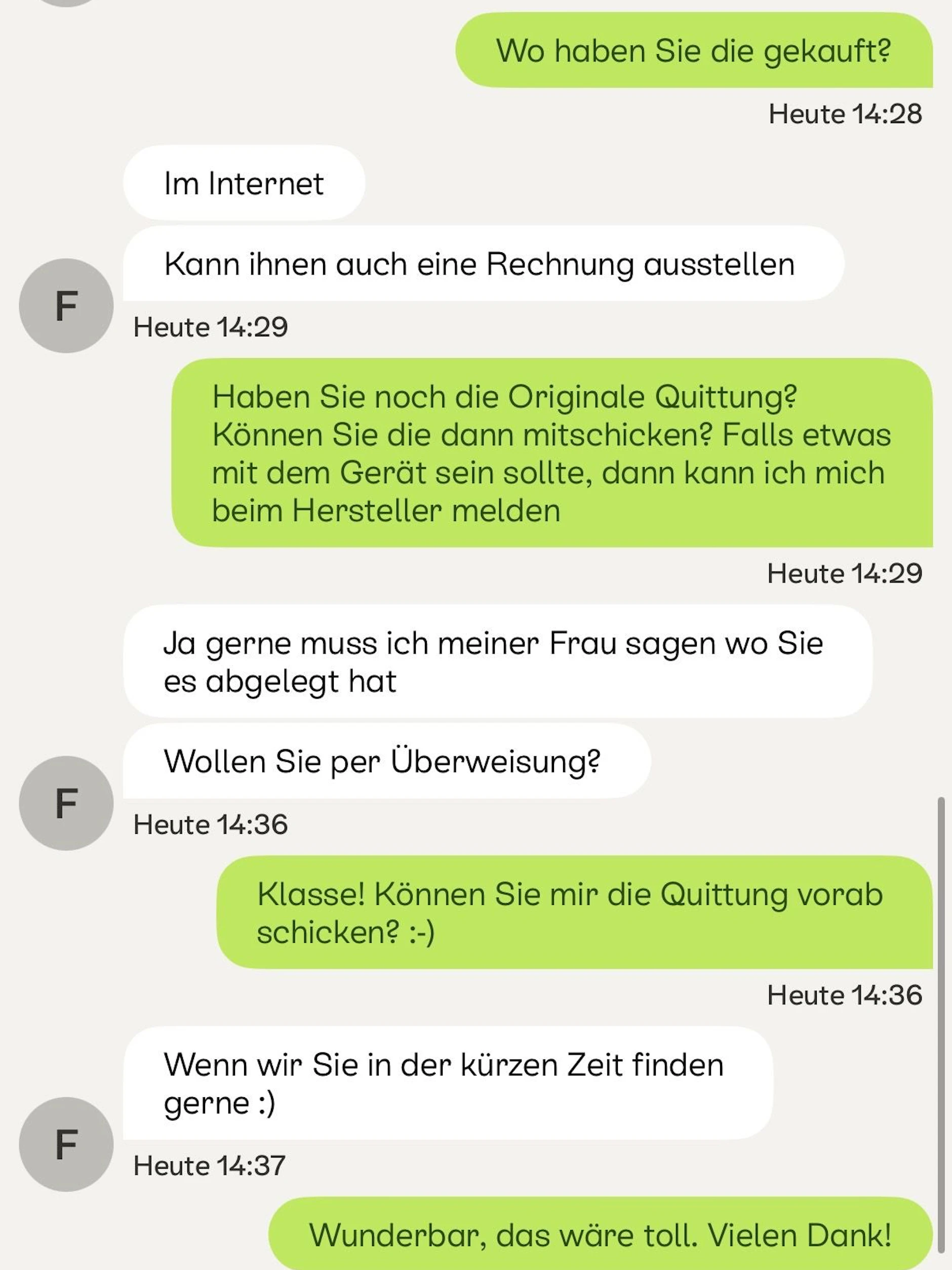 Der KURIER chattete mit einigen Anbietern auf Kleinanzeigen. Dieser Anbieter will seine für 650 Euro verkaufen.